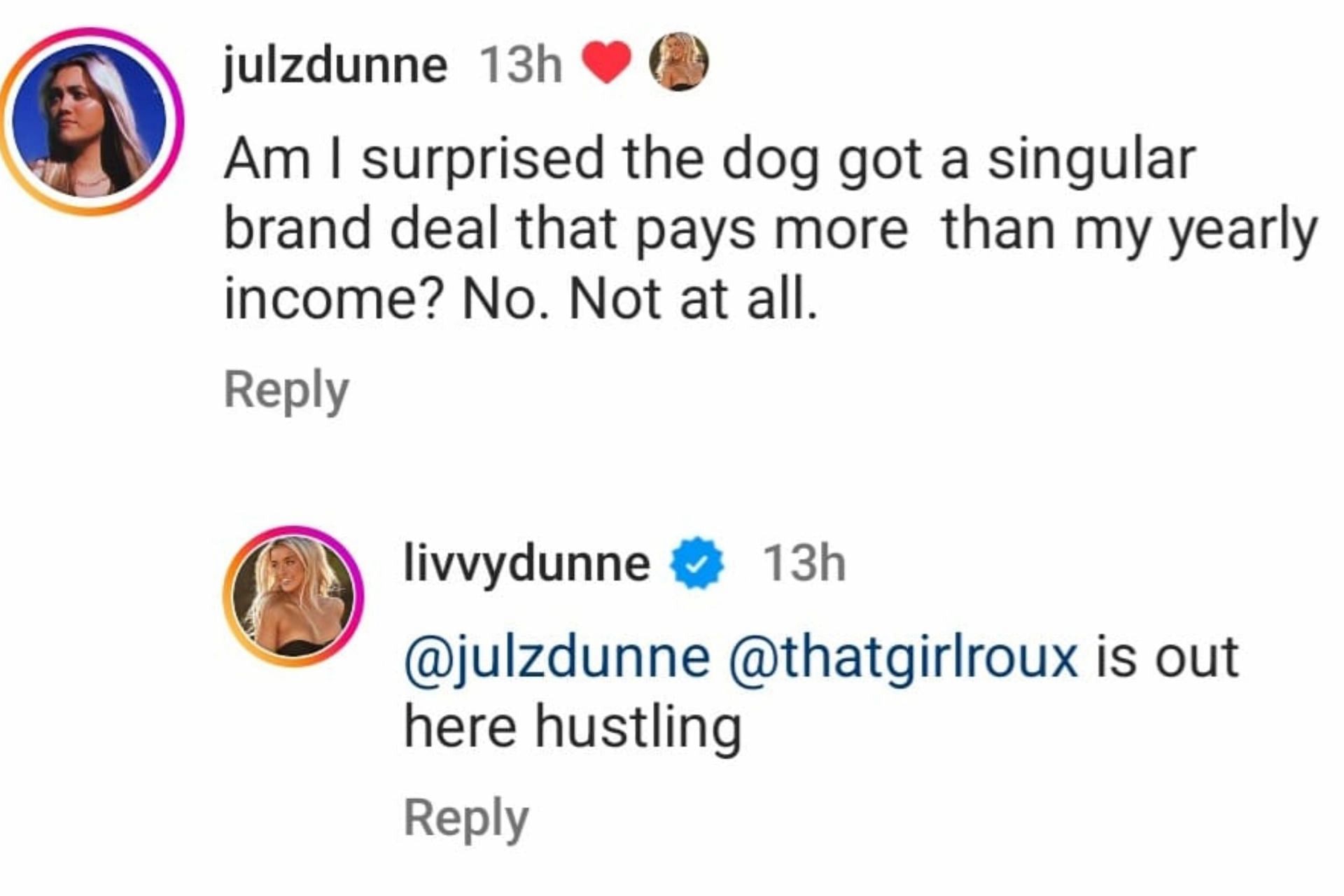 Julz Dunne&#039;s comment on the brand deal.