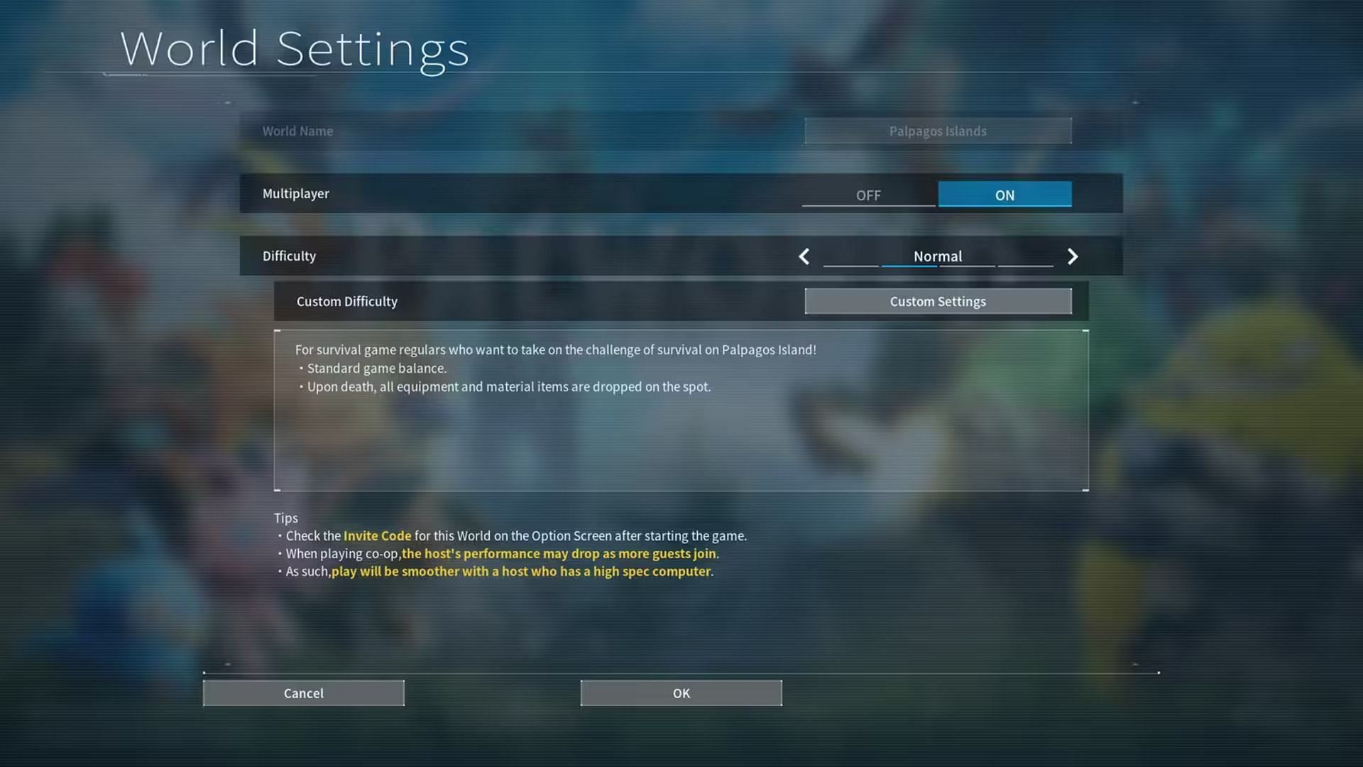Multiplayer settings (Image via Pocketpaire Inc.)