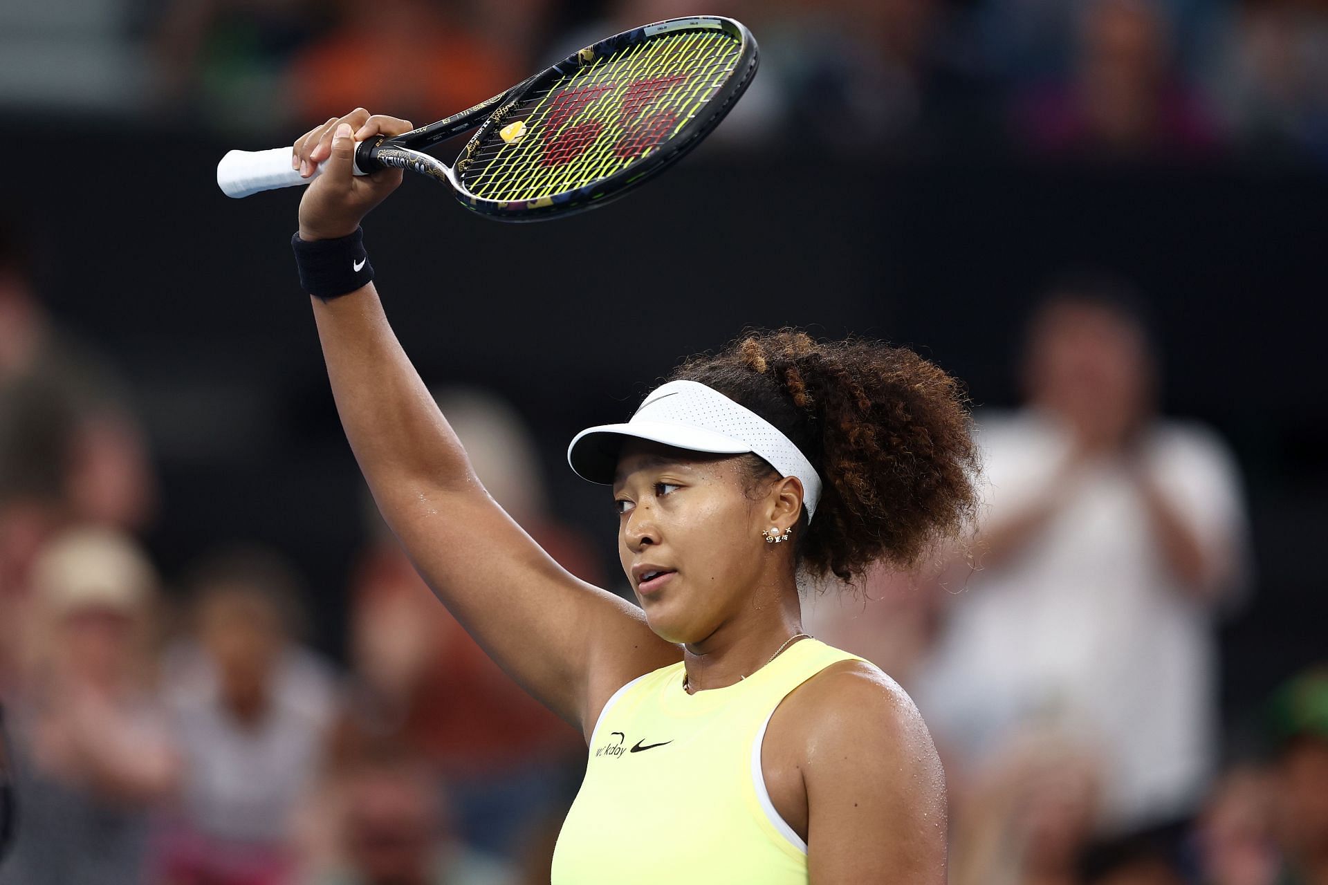 Naomi Osaka of Japan celebrates winning against Tamara Korpatsch of Germany during day two of the 2024 Brisbane International at Queensland Tennis Centre Enter caption A llyson Felix Congratulatory message to Naomi Osaka