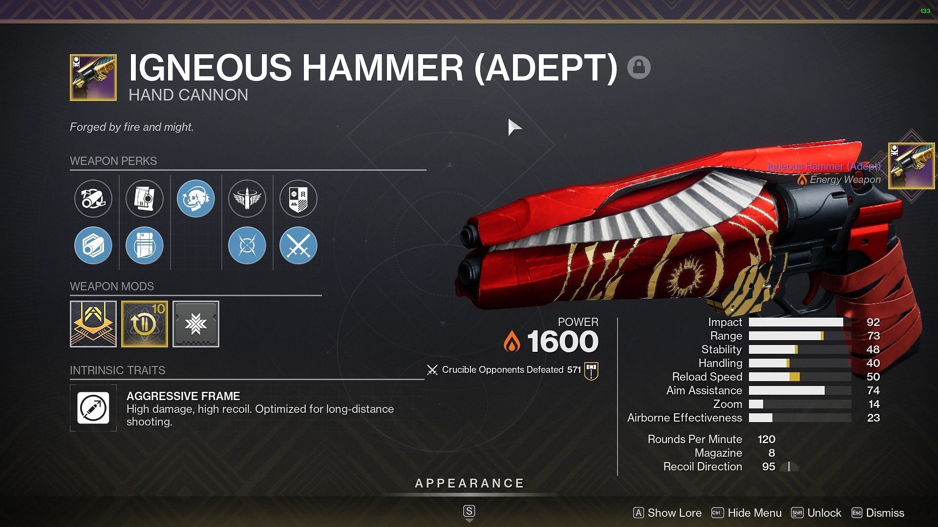 Igneous Hammer in Destiny 2 (Image via Bungie)