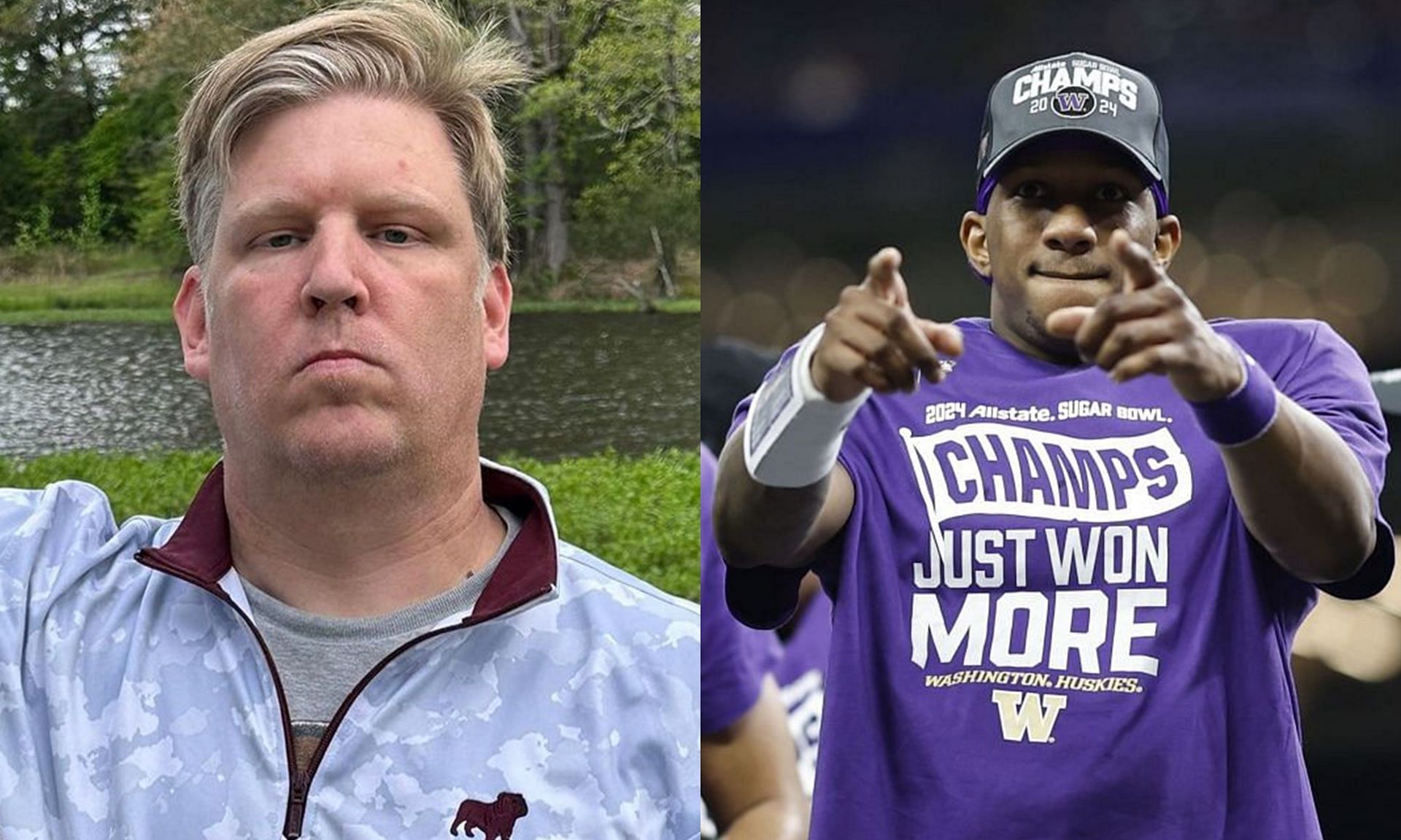 Brandon Walker (left), Washington QB Michael Penix Jr. (right)