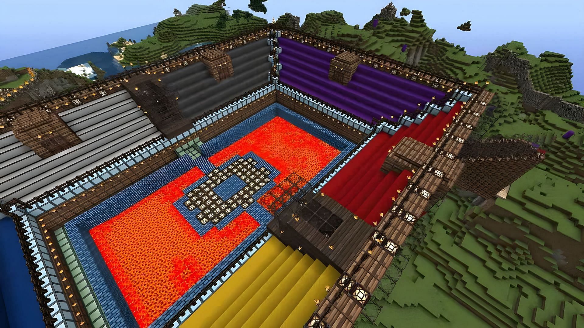 PVP arena is a good build ideas for multiplayer servers (Image via Youtube/Annowins)