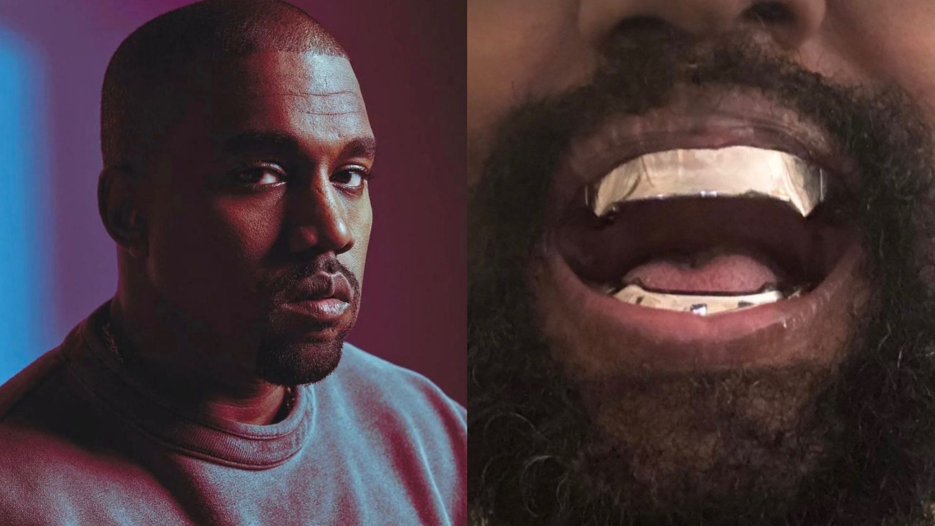 Kanye West buys titanium dentures. (Images via Instagram/@yeezymafia &amp; @kanyewest)