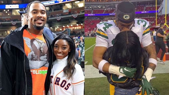 Jonathan Owens and Simone Biles wrap up 2023 NFL season with intimate moment shared at Packers-49ers clash