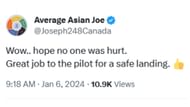 The Internet reacted as photos of the incident spread (Image via X/@Joseph248Canada)