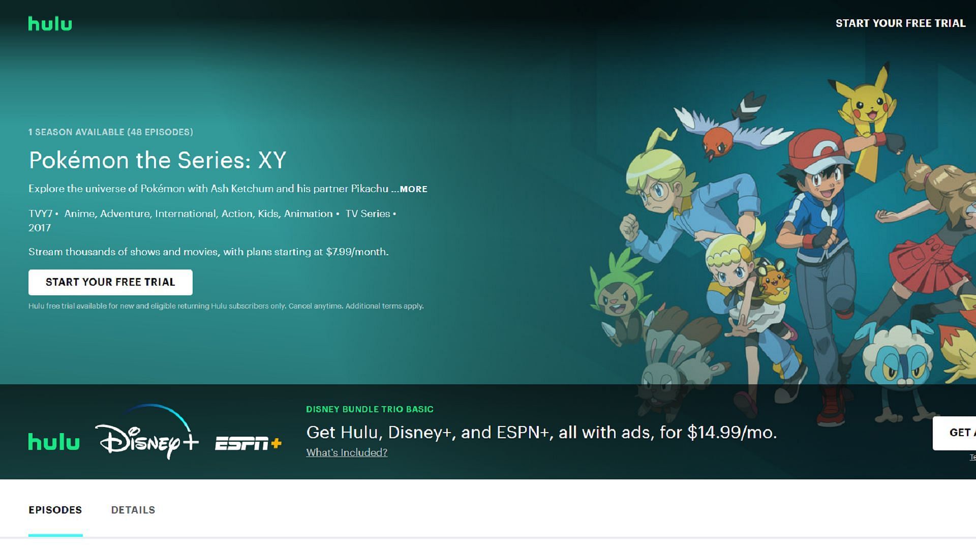 Fans of the Kalos region Pokemon anime can find a home on Hulu (Image via Disney/The Pokemon Company)