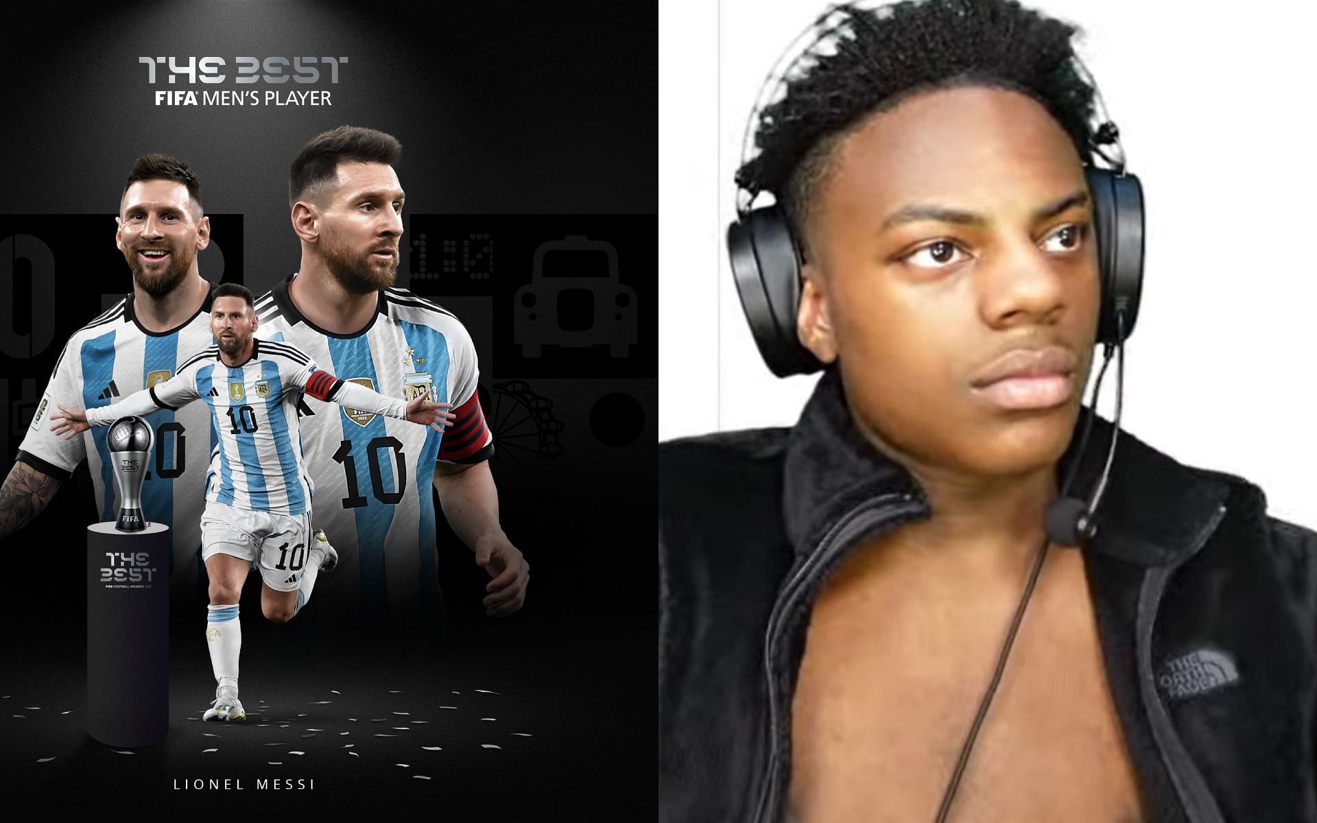 IShowSpeed enraged at Lionel Messi winning The Best FIFA Men&rsquo;s Player 2023 (Image via IShowSpeed/YouTube and FIFAWorldCup/X)