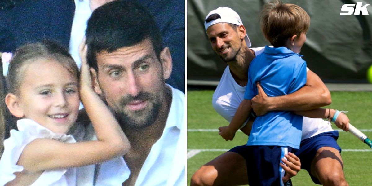 Novak Djokovic with Tara (L) and Stefan (R)