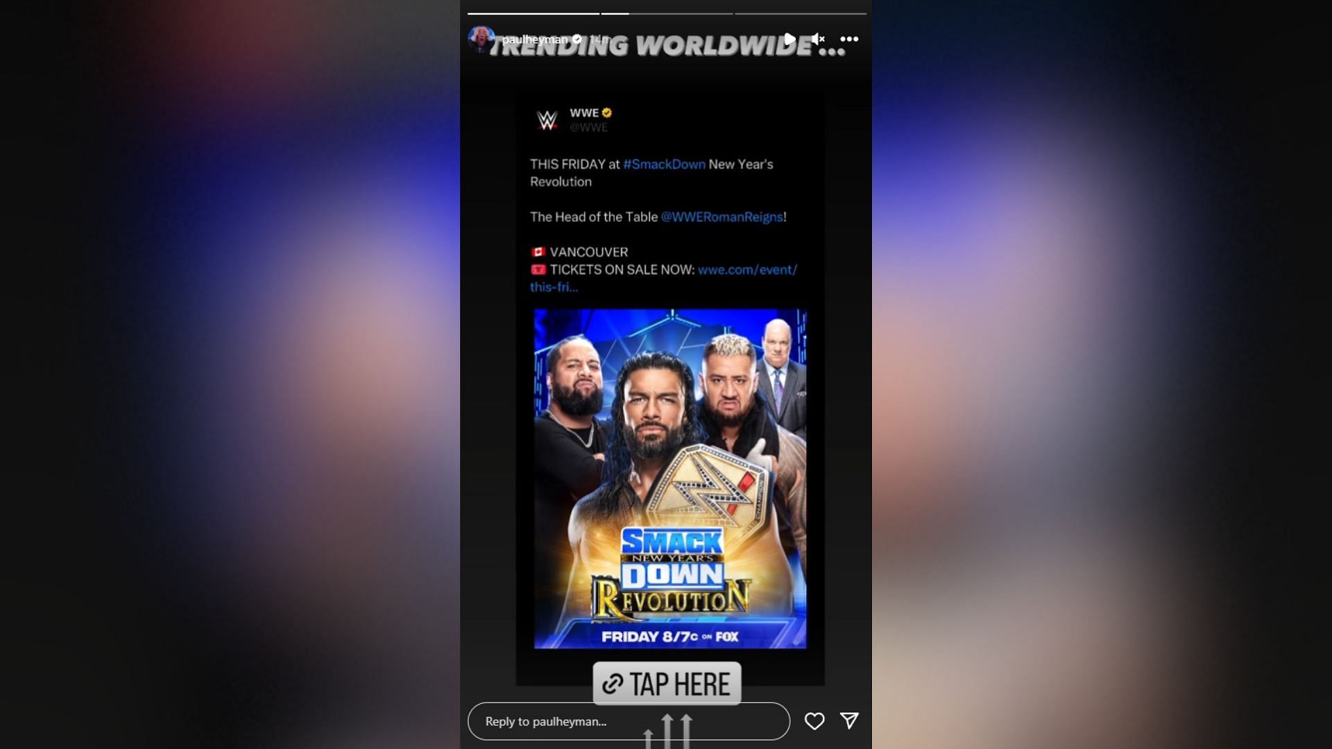 Screenshot of Paul Heyman&#039;s Instagram story.