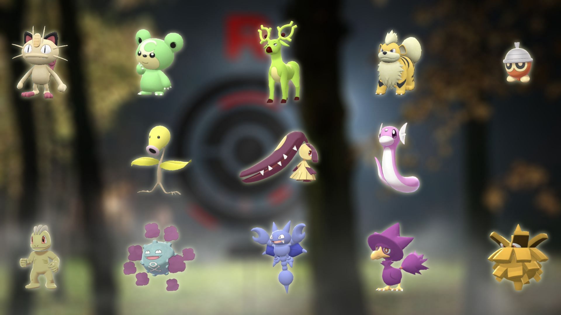 All possible shiny Shadow Pokemon from Team GO Rocket Grunts in Pokemon GO&#039;s Taken Treasures event (Image via Serebii)