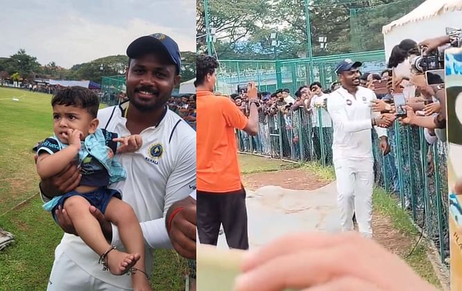 [Watch] Sanju Samson signs autographs and clicks pictures with fans at a Ranji Trophy match