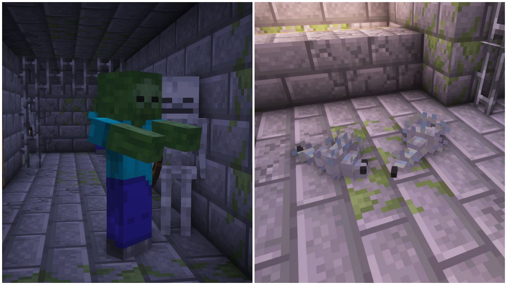 There are many mobs in a Minecraft Stronghold. (Image via Mojang)
