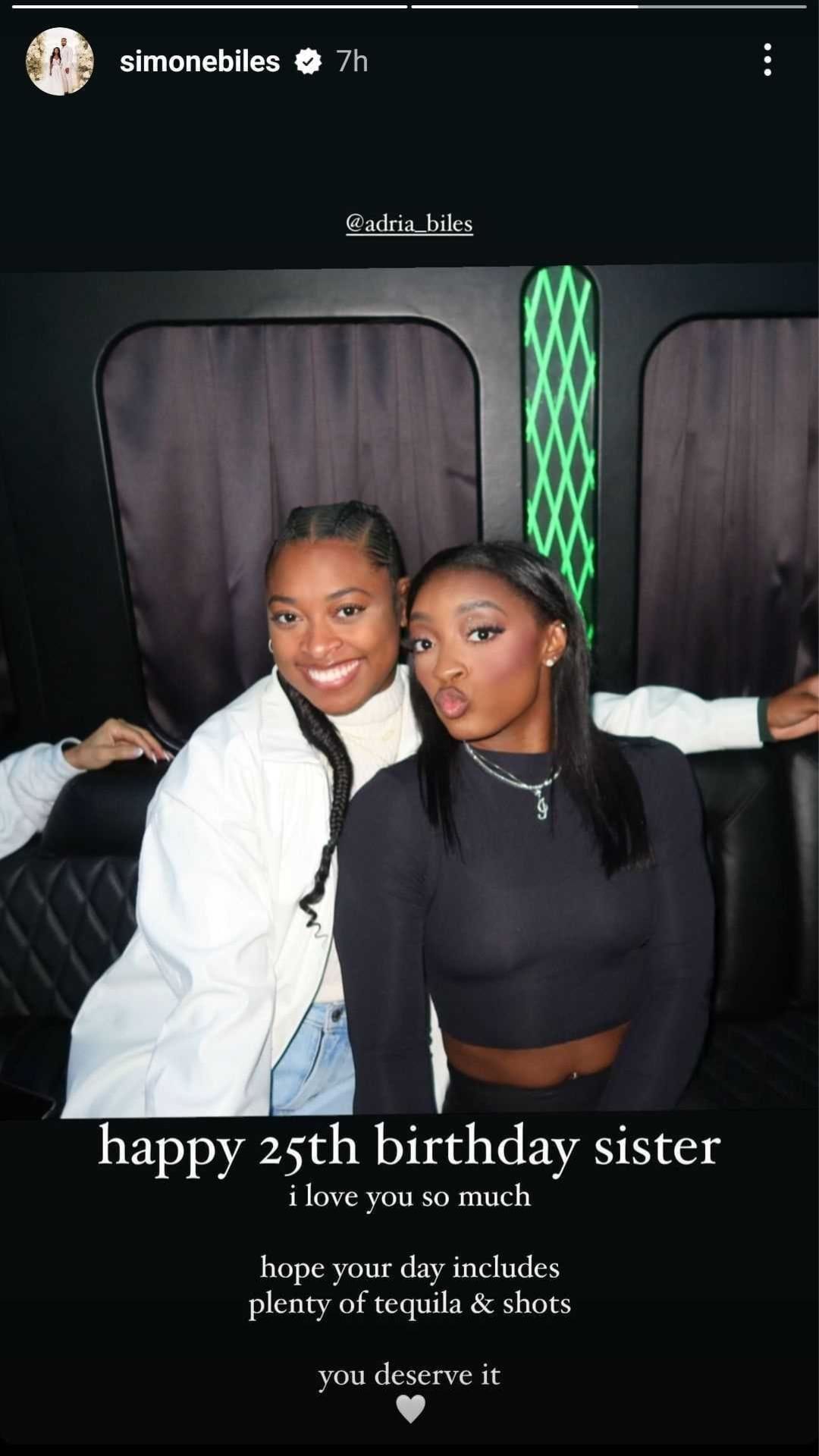 Simone Biles pens short heartwarming note to sister Adria on her 25th