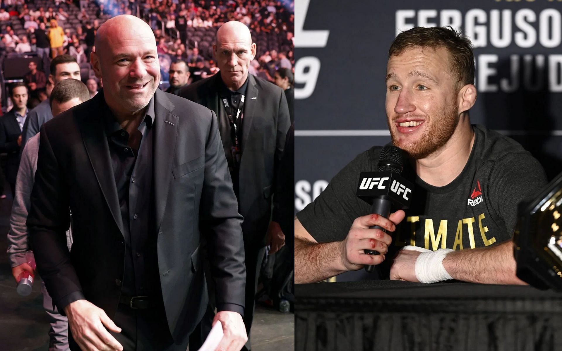 Justin Gaethje (right) thought Dana White (left) would grant him a title shot after KO win over Dustin Poirier [Images Courtesy: @GettyImages]