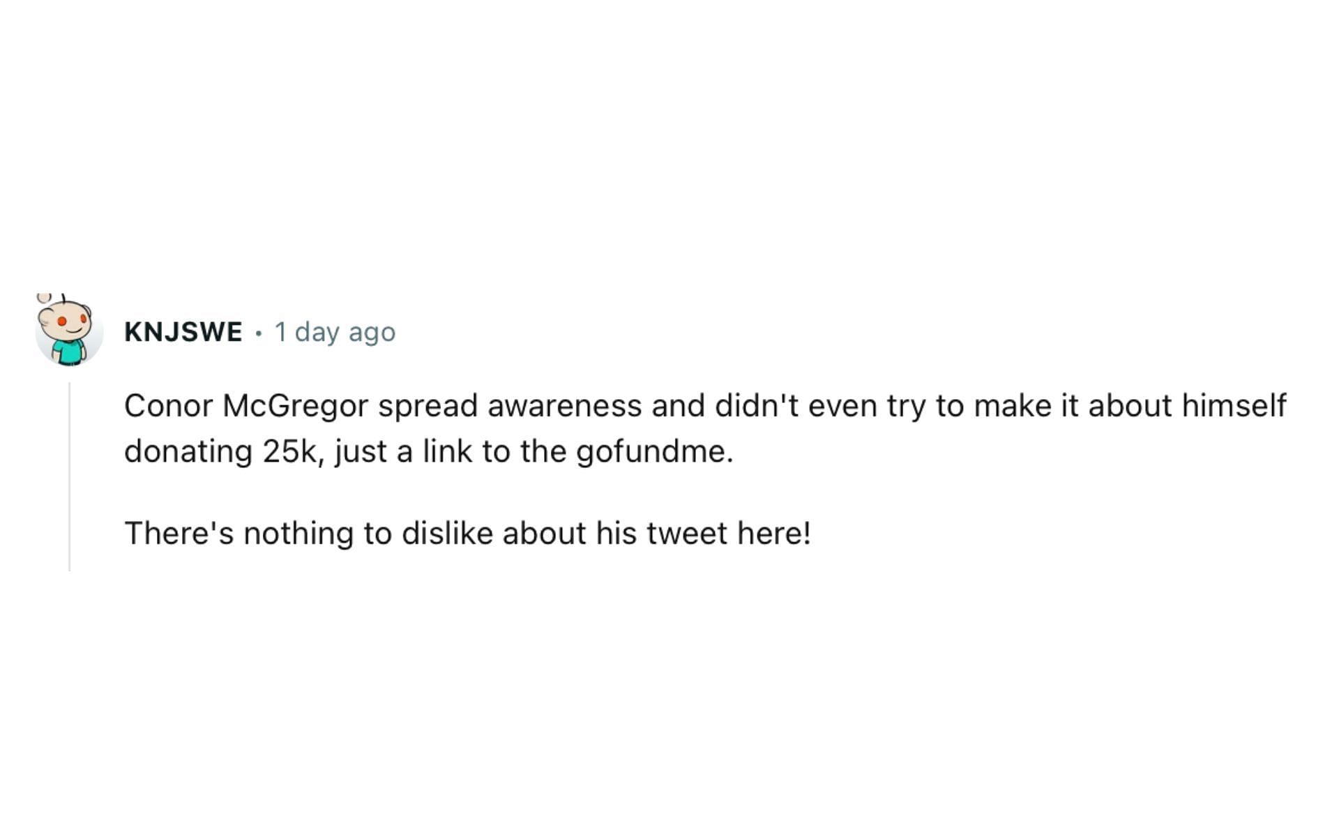 Fan reaction to Conor McGregor&#039;s tweet [via r/UFC on Reddit]