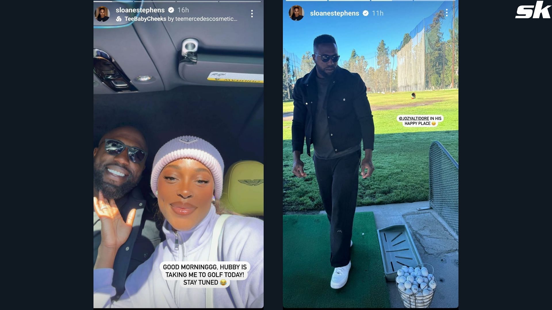 Sloane Stephens and husband Jozy Altidore enjoy a day out at the golf course.