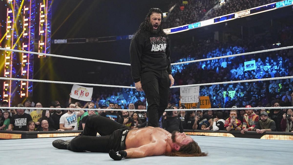 Roman Reigns attacked all three competitors on SmackDown