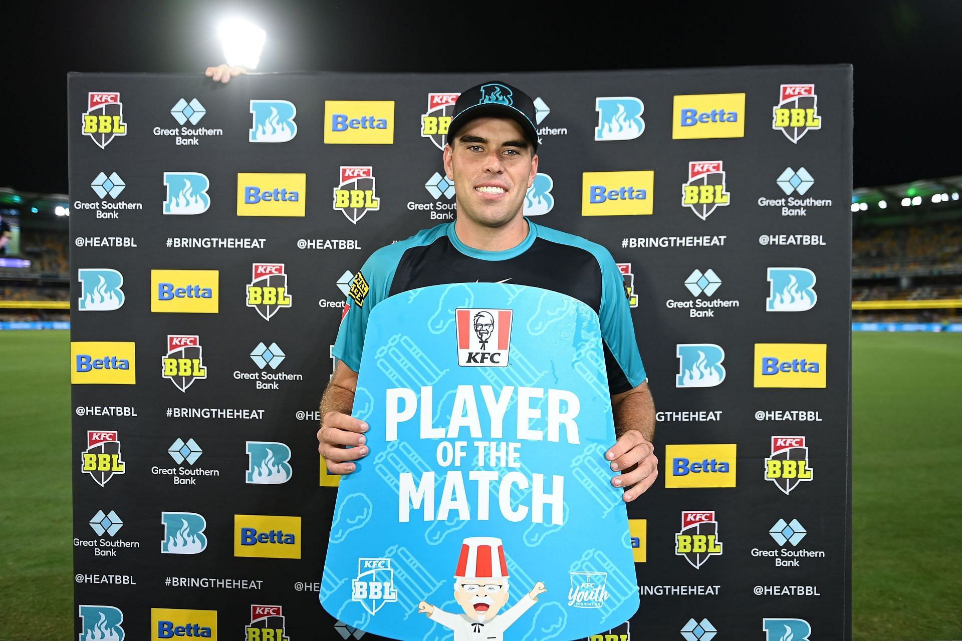 Xavier Bartlett with his Player of the Match award in the BBL.