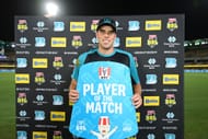 Xavier Bartlett with his Player of the Match award in the BBL.