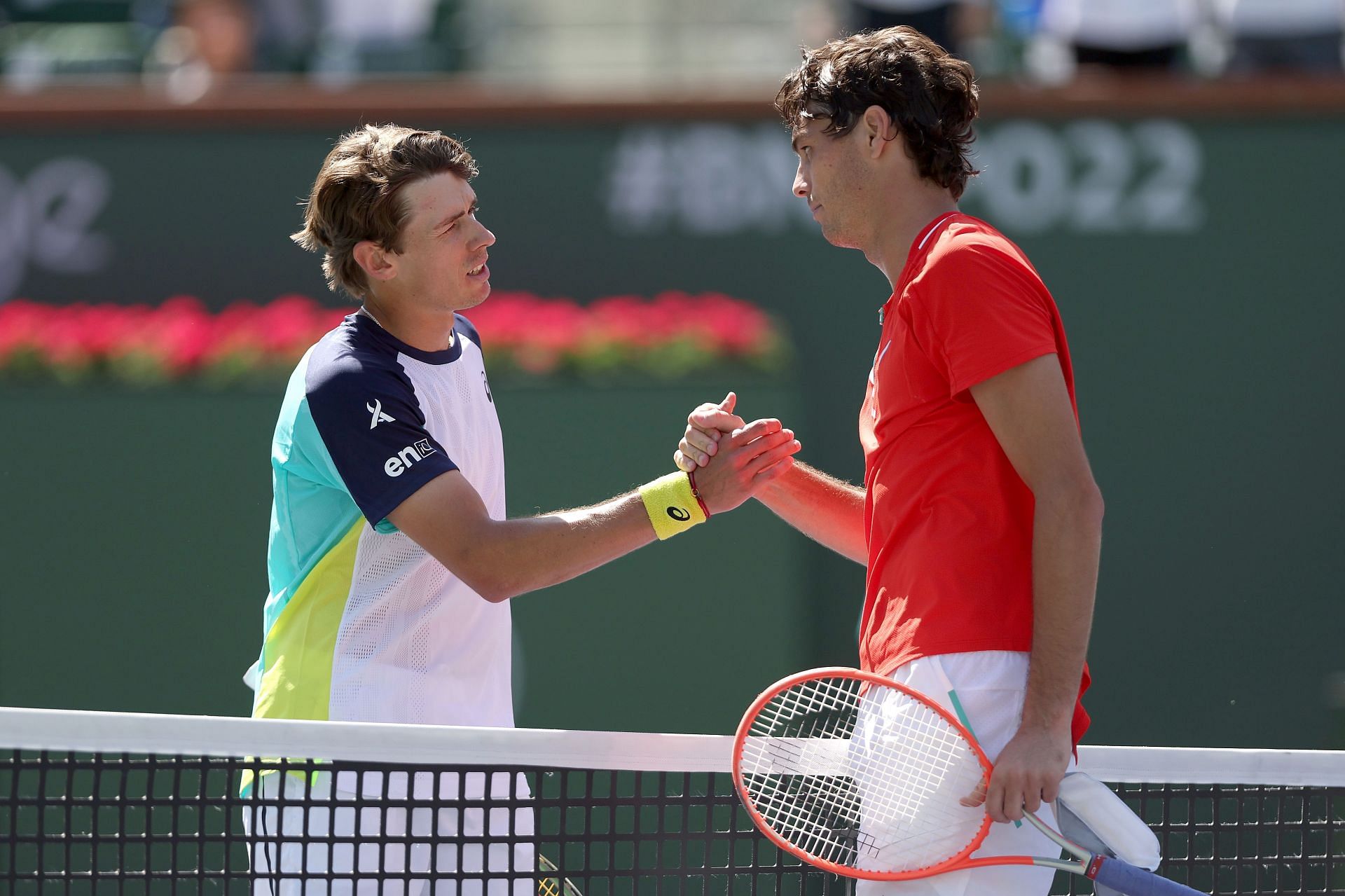 Alex de Minaur and Taylor Fritz at the BNP Paribas Open