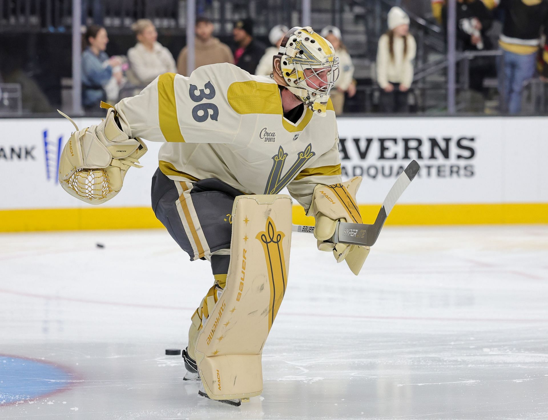 Logan Thompson of the NHL&#039;s Vegas Golden Knights