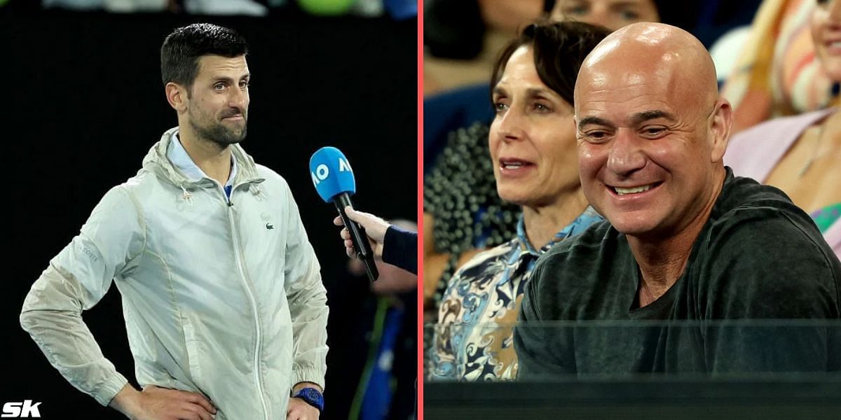 Novak Djokovic (L) and Andre Agassi (R)