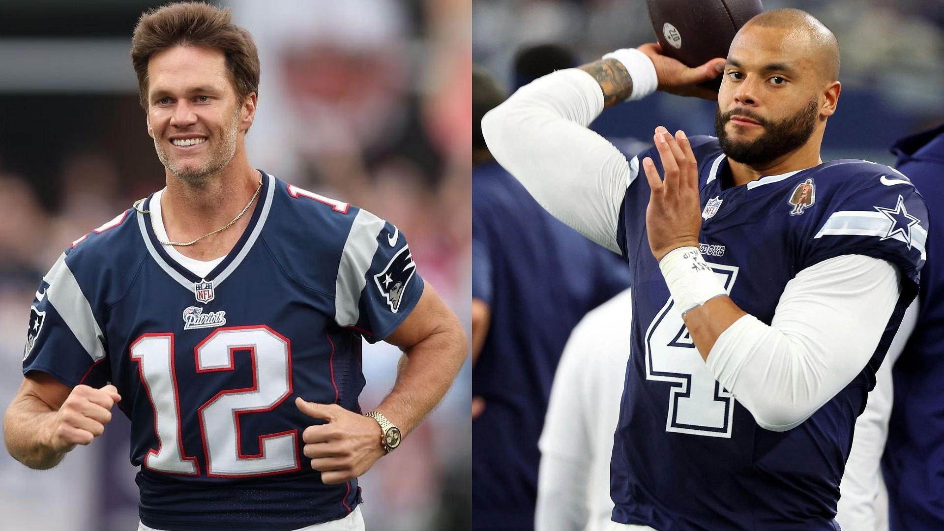Three-time NFL MVP Tom Brady and Dallas Cowboys quarterback Dak Prescott