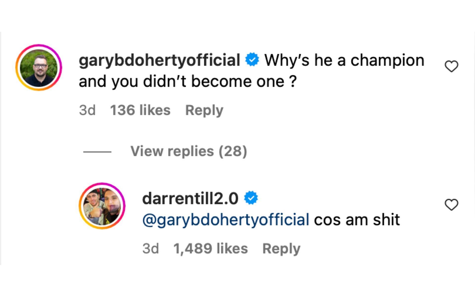 Darren Till responding to a fan question on Instagram [via @darrentill2.0 on Instagram]