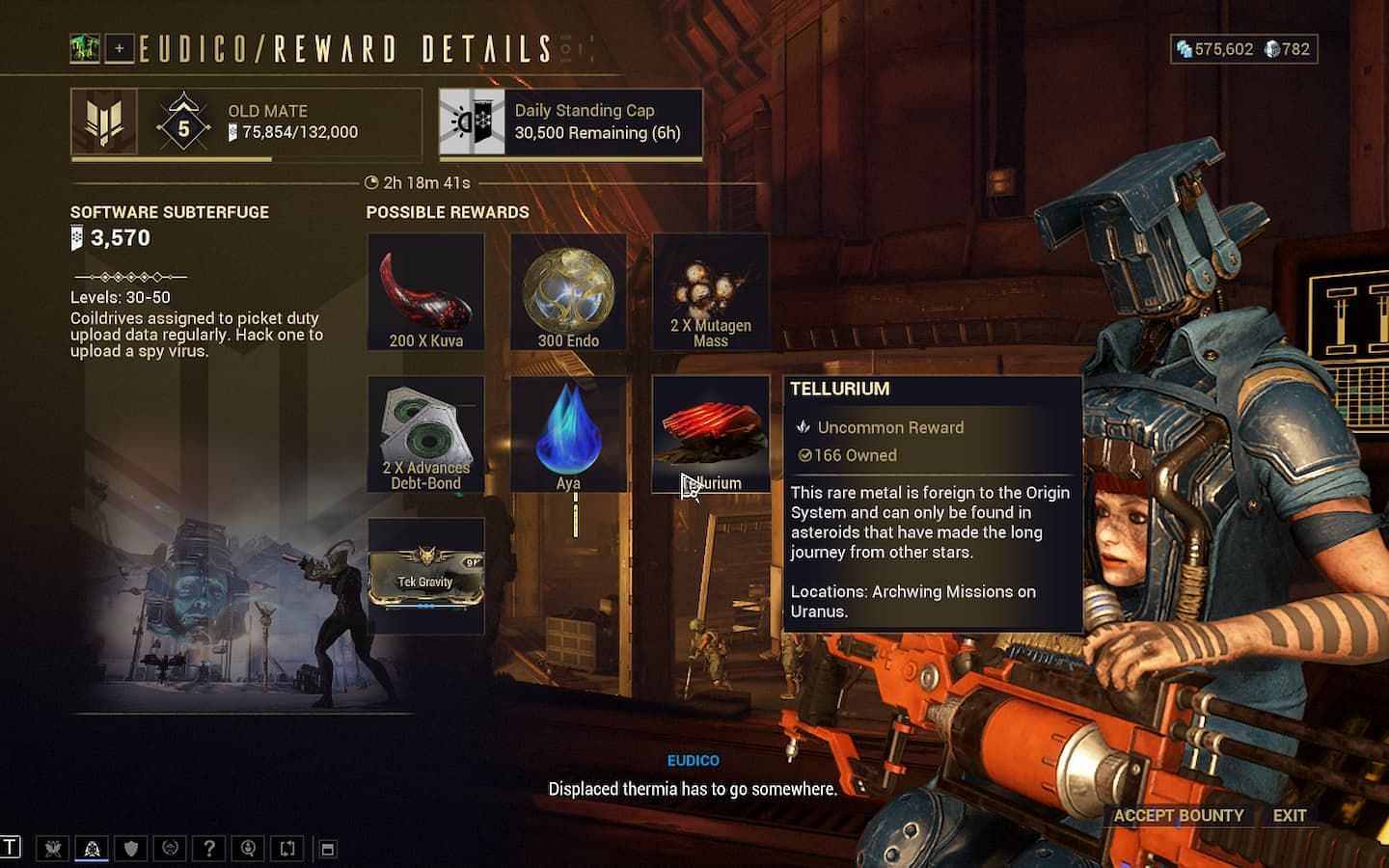 Fortuna Bounties lvl 30-40 can drop Tellurium (Image via Digital Extremes)