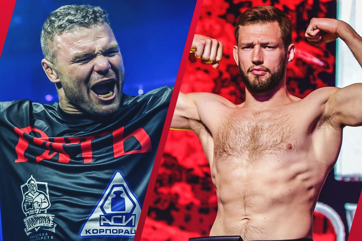 Double ONE world champion Anatoly Malykhin (L) is seeking to win a third championship belt against Reinier de Ridder (R) in March. -- Photo by ONE Championship