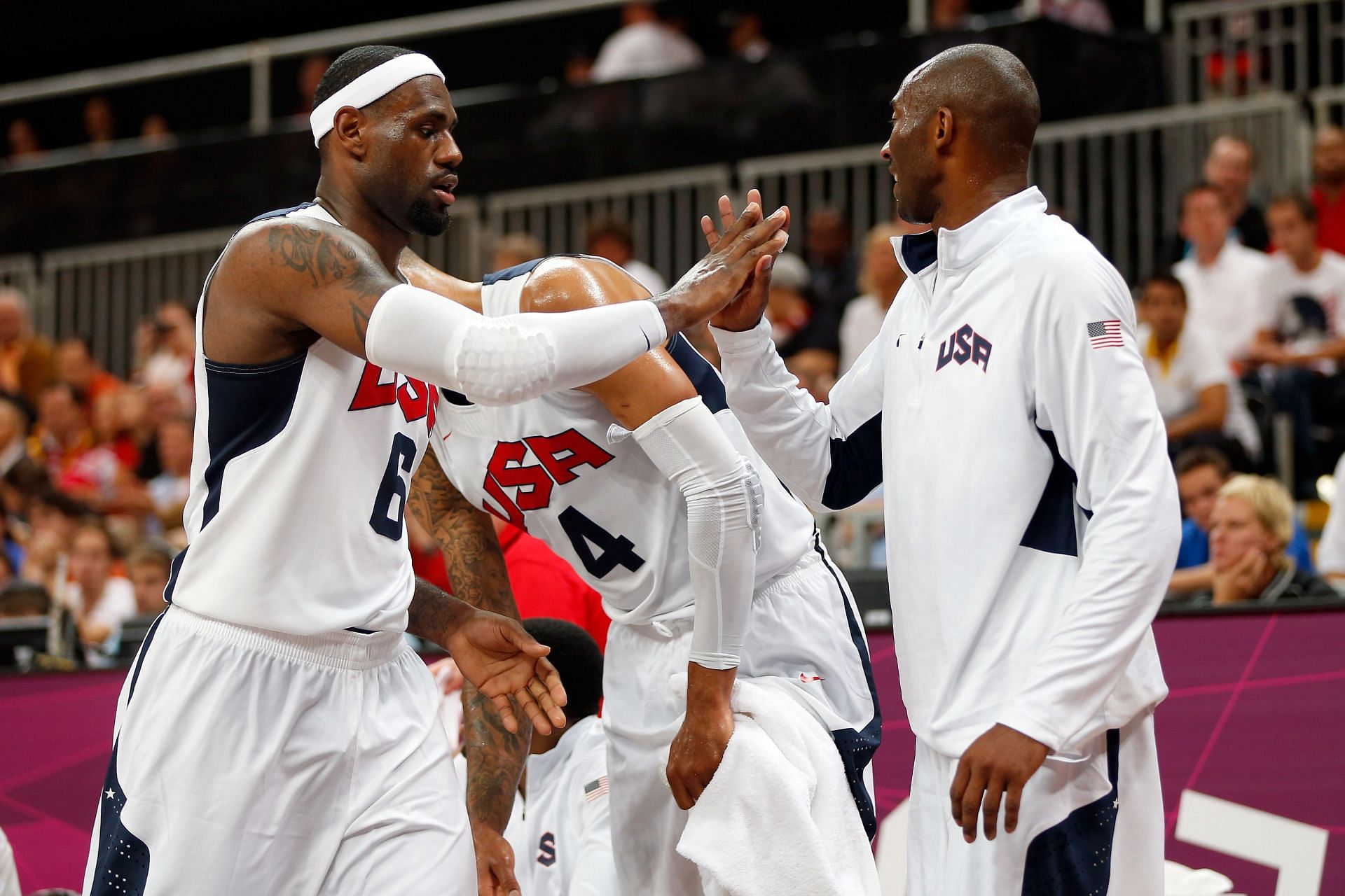 LeBron James and Kobe Bryant in the olympics team