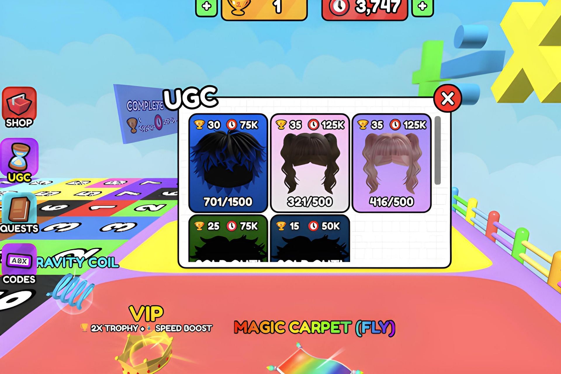 The UGCs list (Image via Roblox)