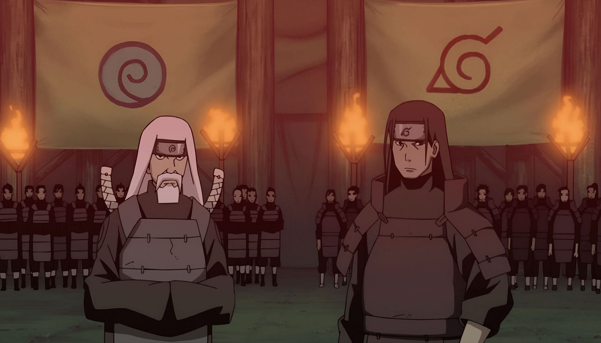 Ashina (left) and Hashirama Senju (right) as seen in the anime (Image via Studio Pierrot)