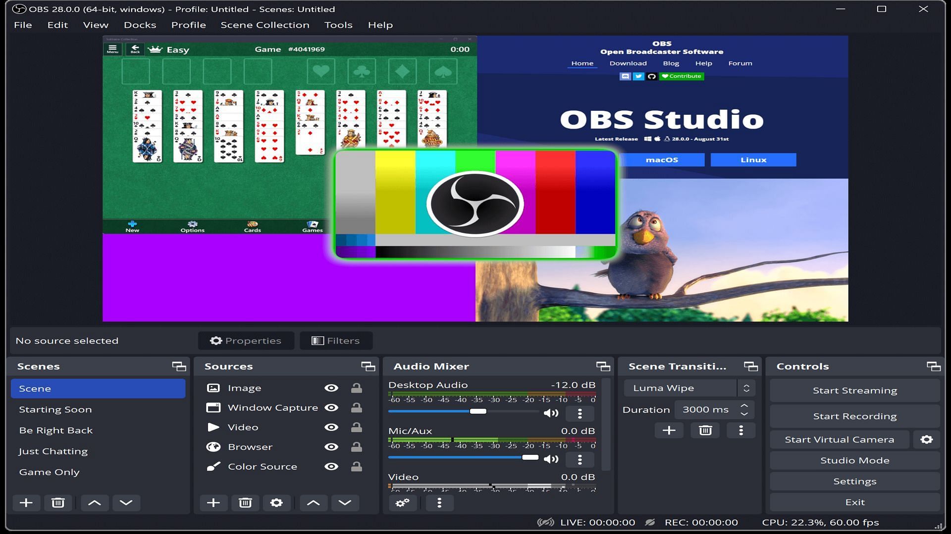OBS Studio Linux app (Image via OBS projects)