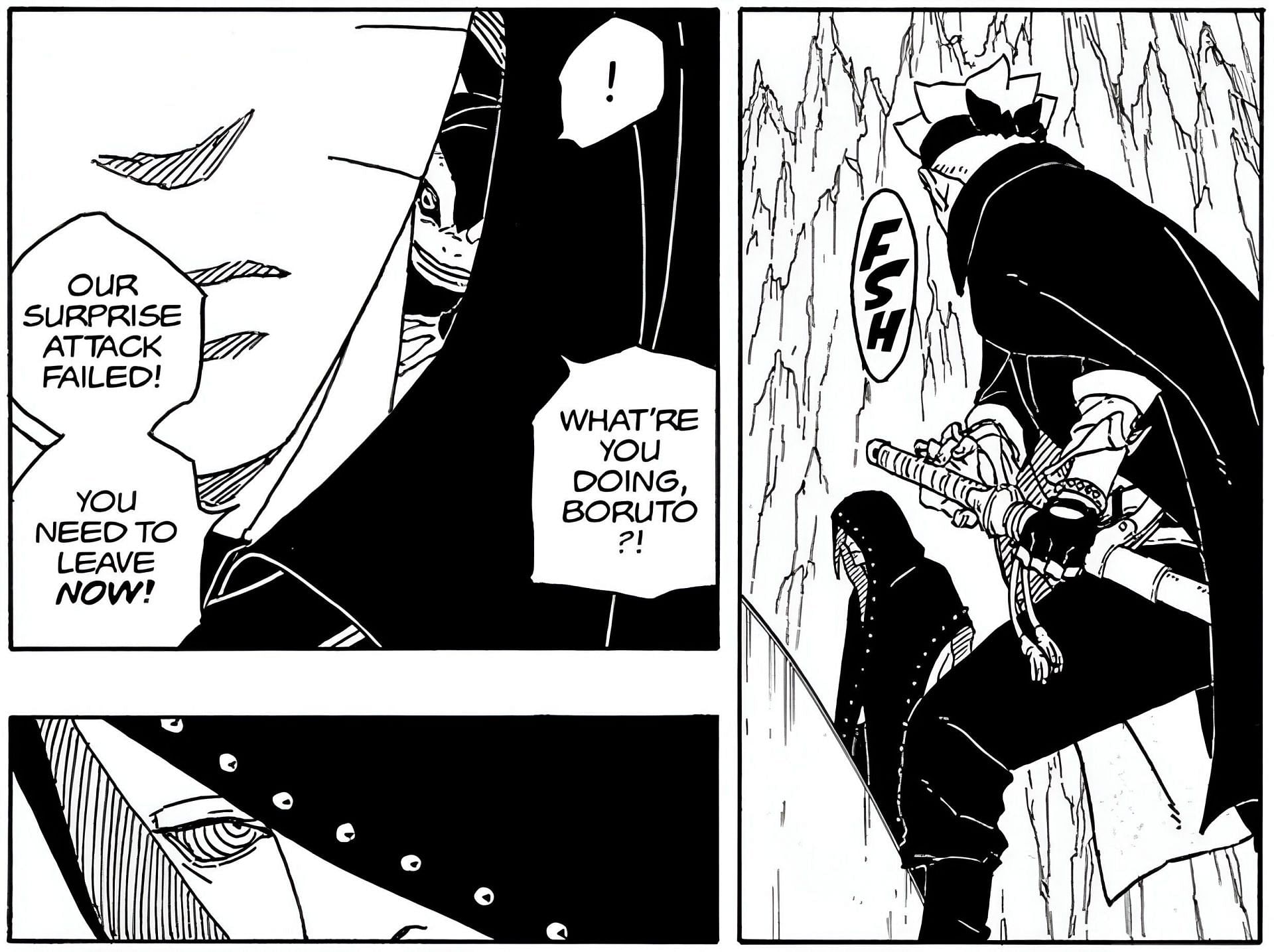 Boruto attacking Hidari in the manga (Image via Shueisha)