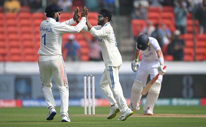 [Watch] Rohit Sharma takes a low sharp catch at slip as Jadeja strikes to remove Pope in 1st IND vs ENG Test