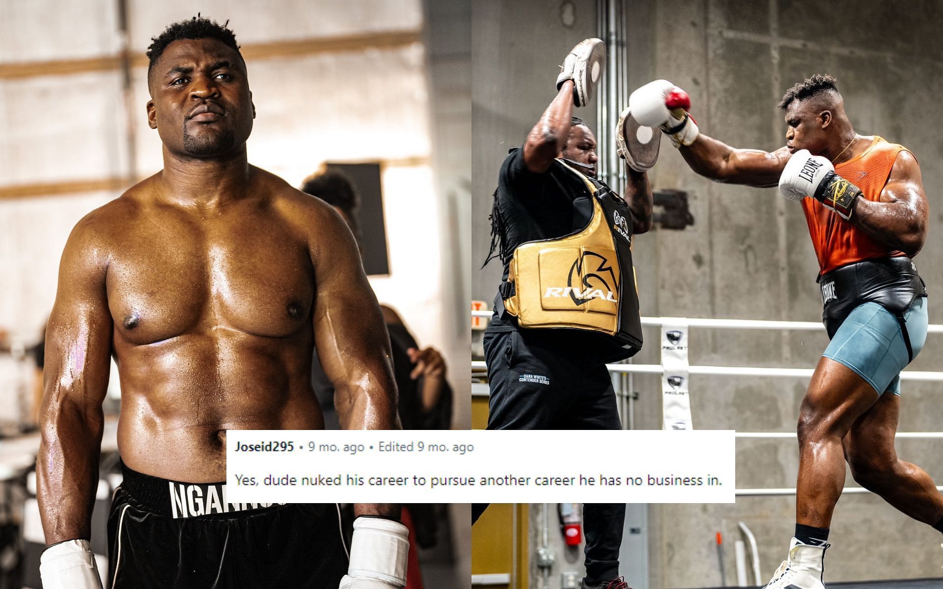 Francis Ngannnou [Pictured] was criticized following his UFC departure [Image courtesy: @francis_ngannou - X, and LimonTheNarco - Reddit]