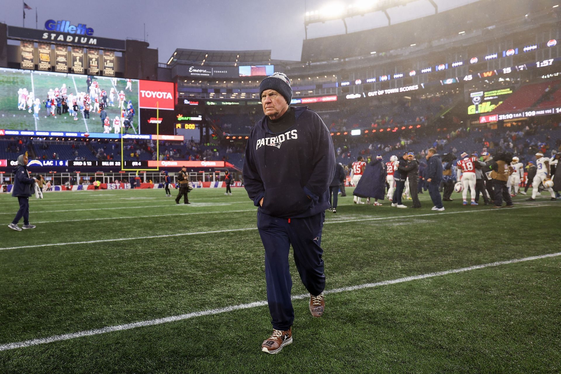 Bill Belichick at Los Angeles Chargers v New England Patriots