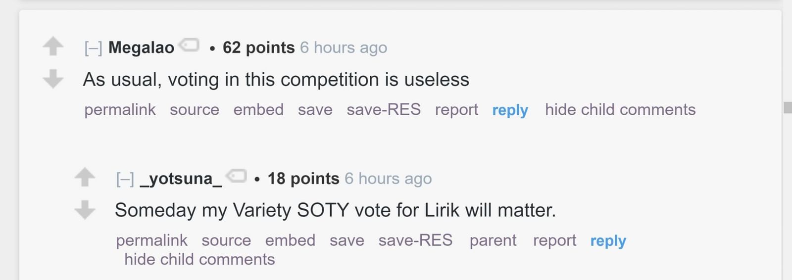 "Voting in this competition is useless" Online community unhappy with