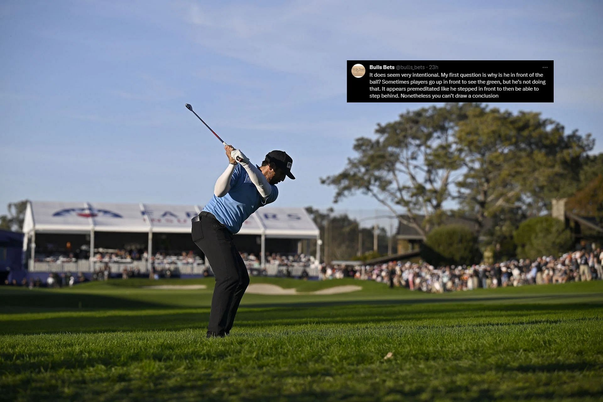 Matthieu Pavon, 3rd stroke on the 18th hole, 2024 Farmers Insurance Open - Final Round (Image via Getty).