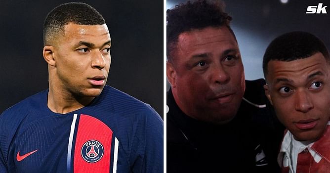 PSG superstar Kylian Mbappe makes a post on social media as he meets up with Brazil legend Ronaldo Nazario at NBA game