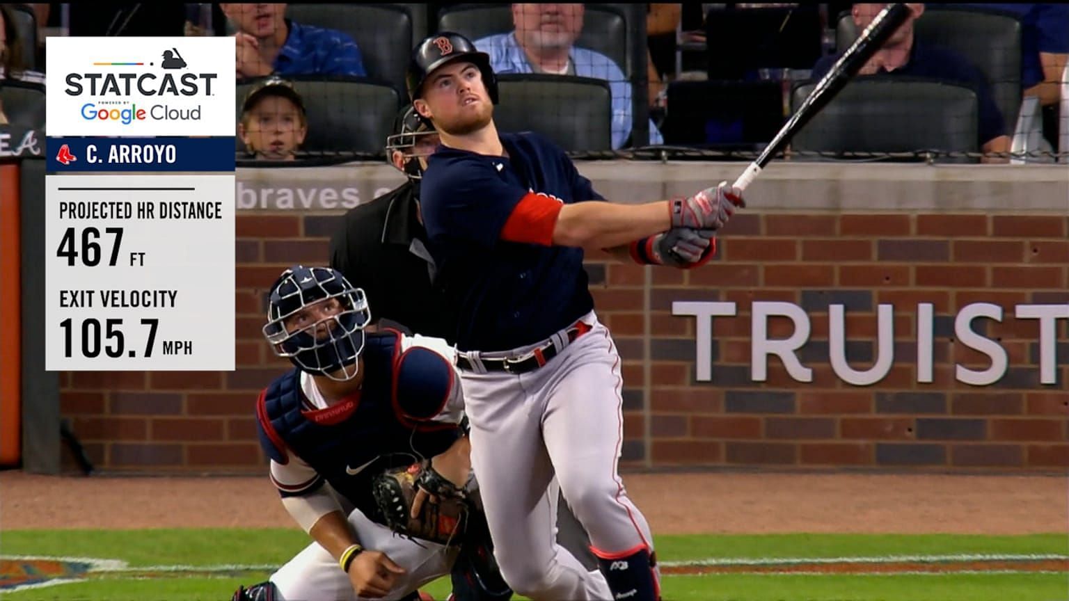 Christian Arroyo hits a bomb for the Red Sox against the Braves.