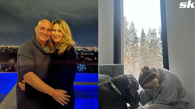 "Happy wife happy life" - Andre Agassi and Steffi Graf's daughter Jaz teases the tennis couple as they cuddle up for New Year's wishes