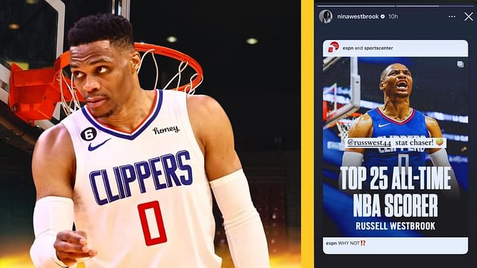 Nina Westbrook gives hilarious 2-word reaction to hubby Russell Westbrook reaching top 25 on NBA scoring list