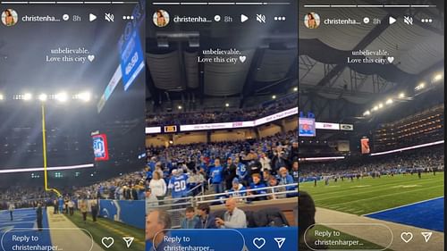 Christen Harper's Instagram story at Lions-Rams