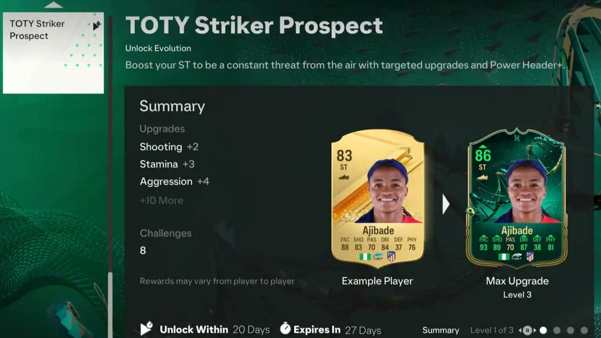 EA FC 24 TOTY Striker Prospect Evolution