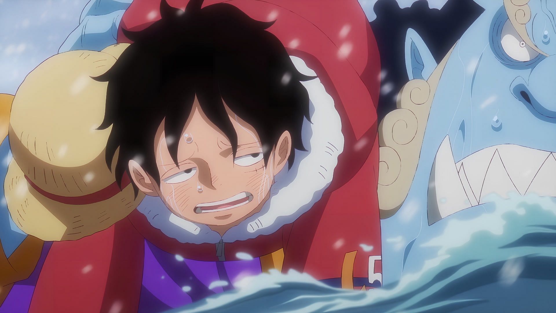 Jinbe saving Luffy from drowning (Image via Toei Animation, One Piece)