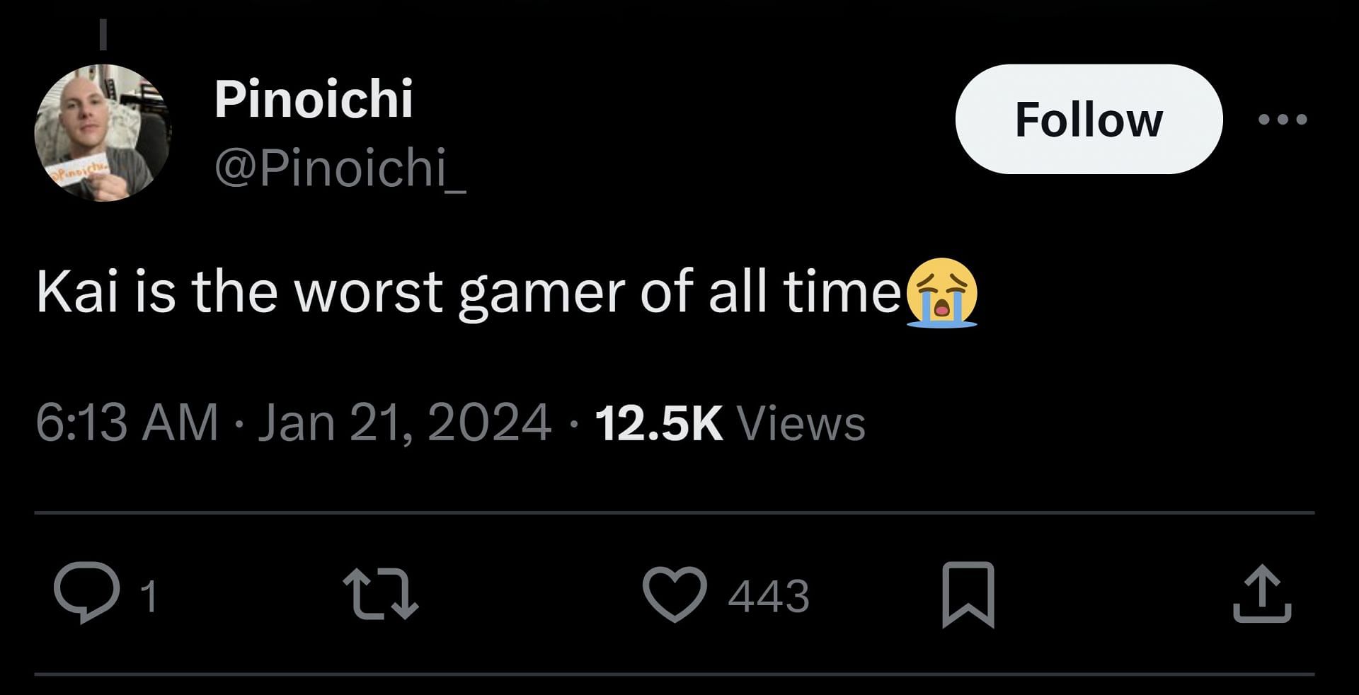 One fan on the social media platform called the streamer the &quot;worst gamer of all time&quot; (Image via @scubaryan_/X)