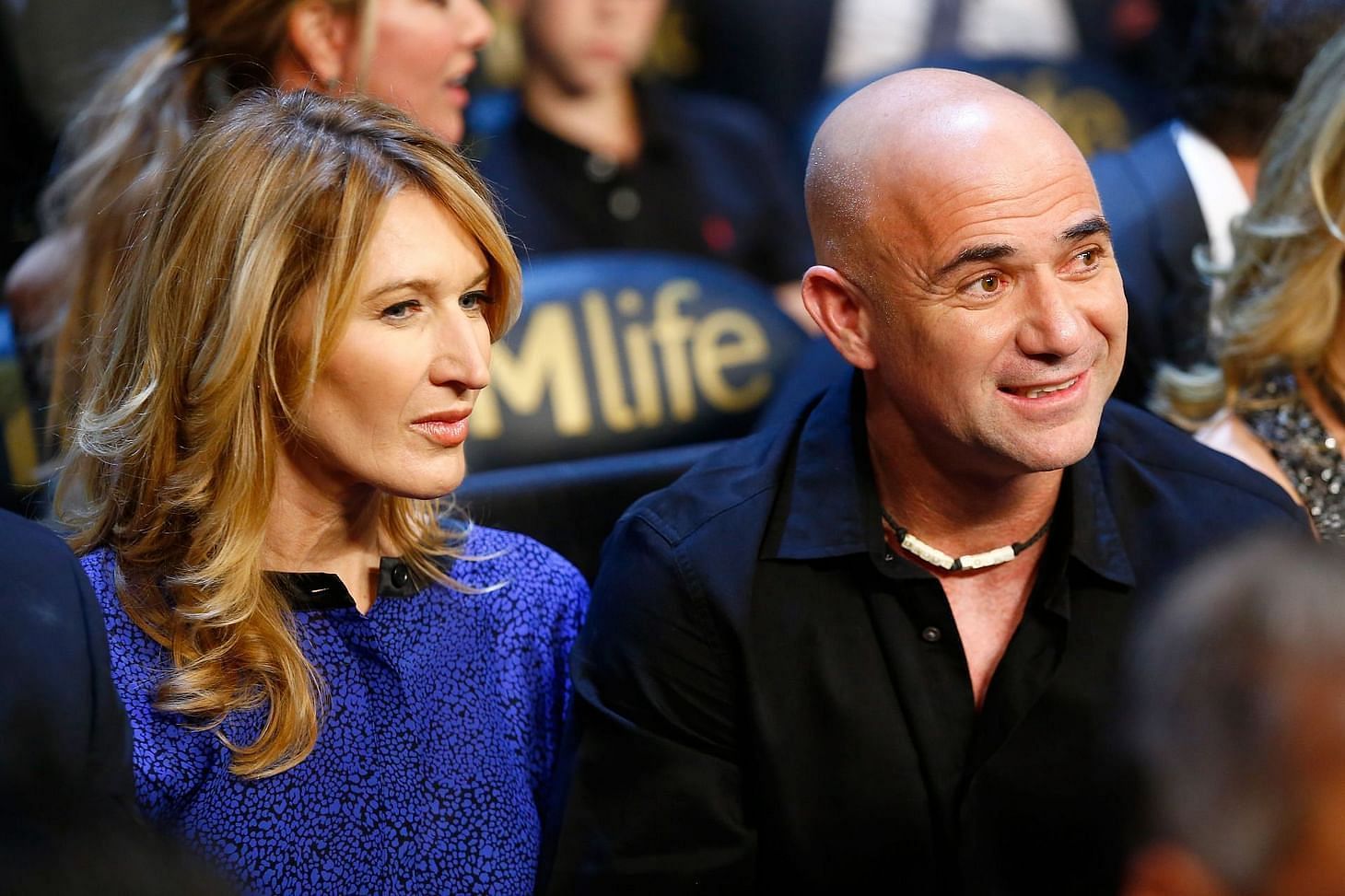 Steffi Graf (L) and Andre Agassi at the MGM Grand Garden Arena in Las Vegas