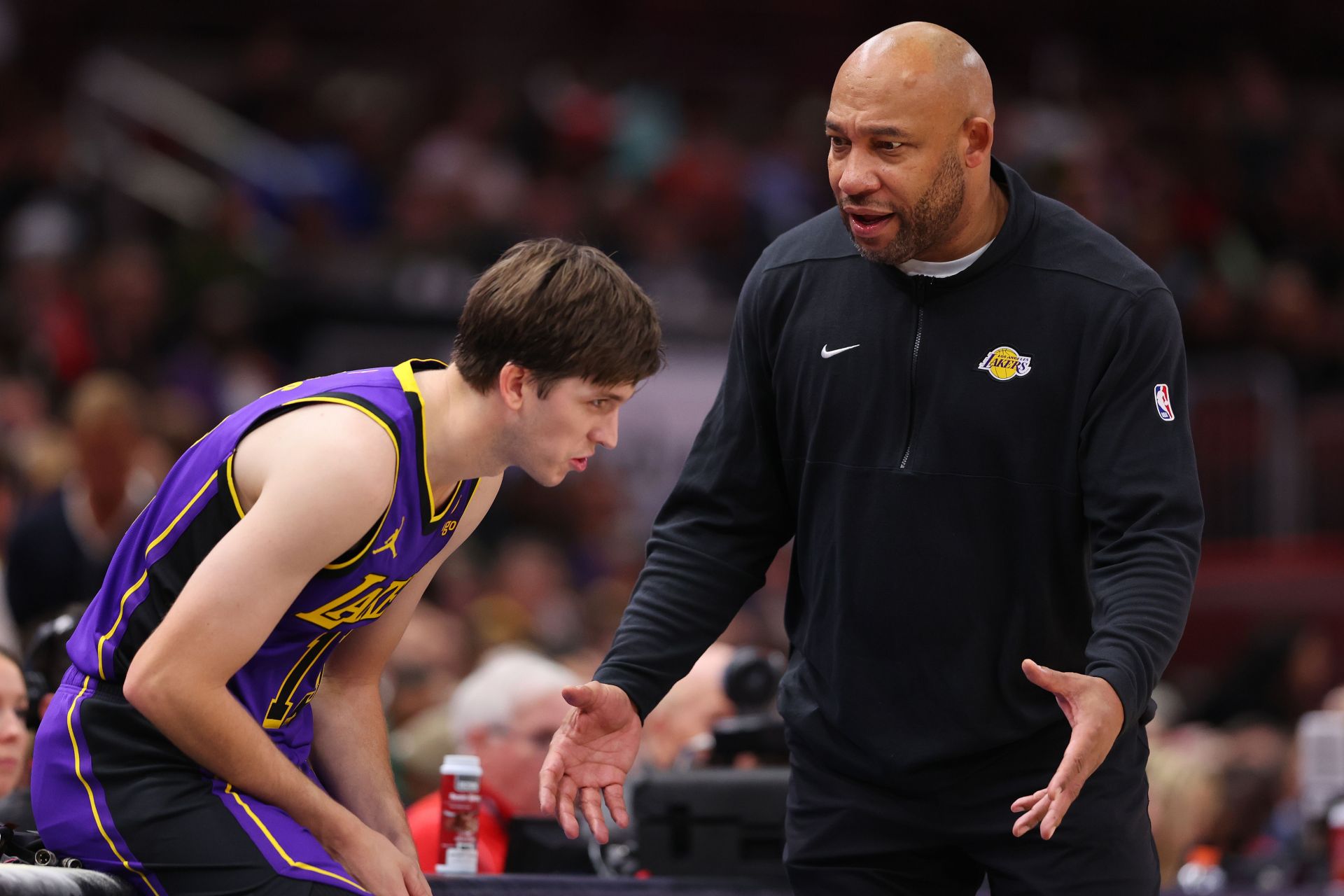 Austin Reaves and Darvin Ham (right) of the LA Lakers